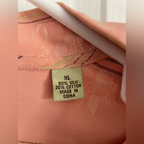 Tommy Bahama Striped Silk Blend Button Down Mens Long Sleeve Shirt Pink Peach XL - Picture 3 of 9